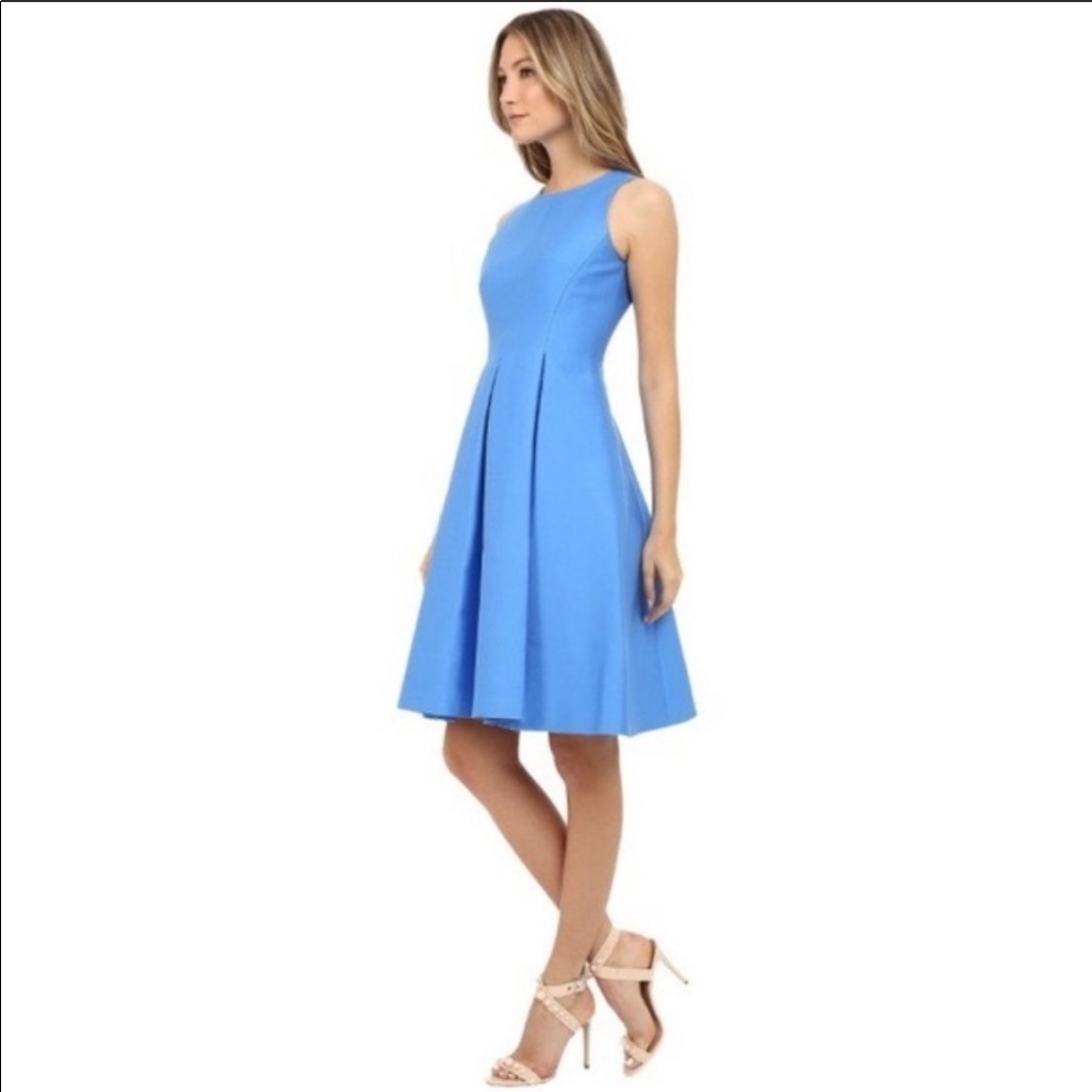Kate Spade Fit And Flare Yarn Die Midi Blue Dress